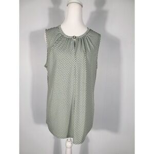 Liz Claiborne‎ Sleeveless Blouse Keyhole Neck Polka Dot Career Casual Top